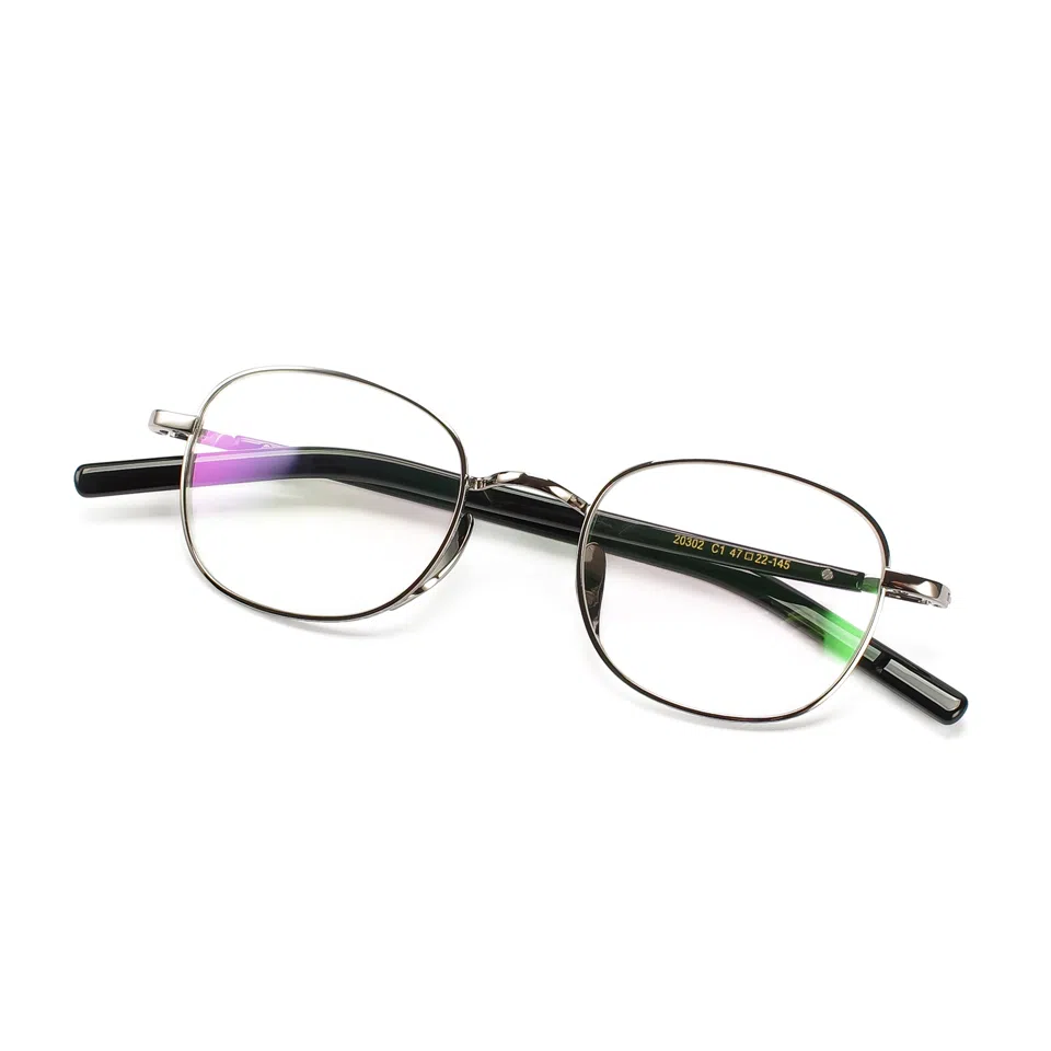 【可配度数】 青雉作 日式精英金丝边设计师小方框高级眼镜超轻近视镜框一体鼻托 纯钛 长方形 光学镜架 男女同款情侣款 古金 古银 日本金