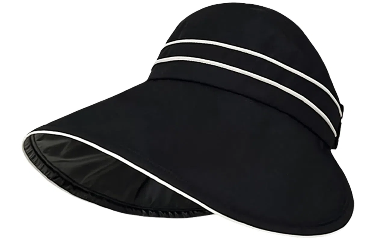 优幽兰 时尚百搭夏季黑胶遮脸遮阳渔夫帽女纯色休闲简约开车骑行防紫外线出游透气空顶帽显脸小 聚酯纤维 防晒帽 女款