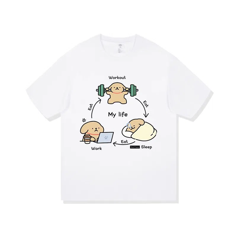 莫代尔 舒适宽松纯棉柔软亲肤百搭休闲气质简约潮流设计感时尚短袖多色可选圆领大学生卫衣外出可穿打底衣 男女同款