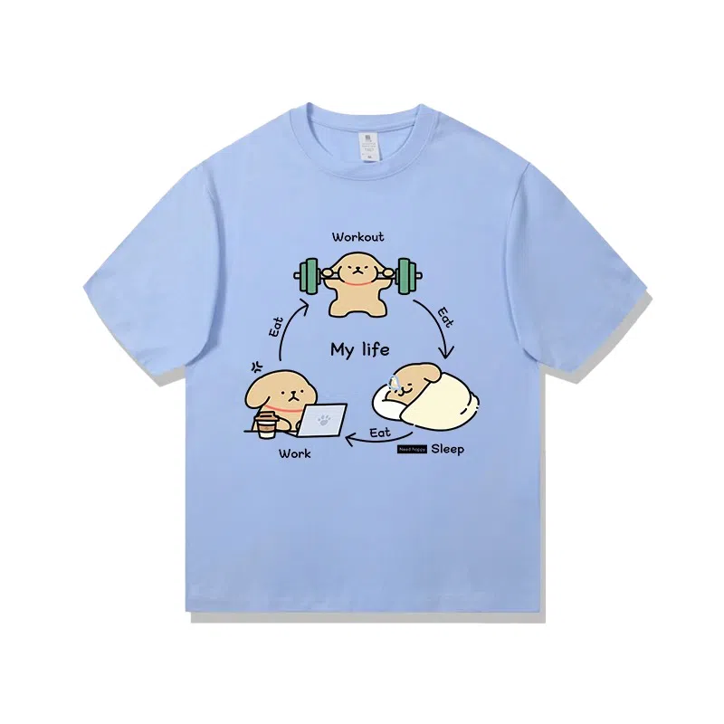 莫代尔 舒适宽松纯棉柔软亲肤百搭休闲气质简约潮流设计感时尚短袖多色可选圆领大学生卫衣外出可穿打底衣 男女同款