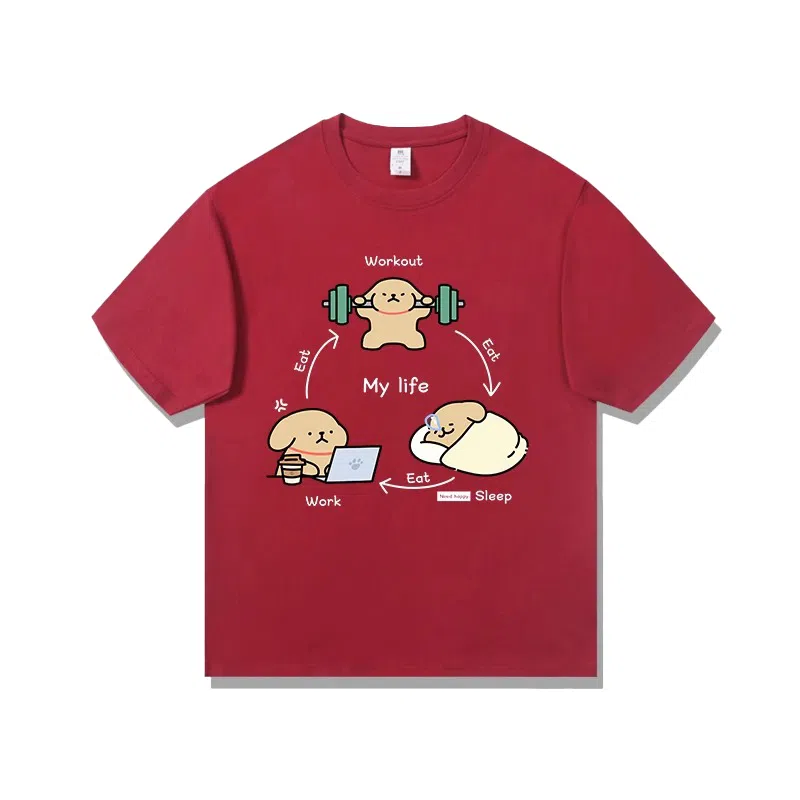 莫代尔 舒适宽松纯棉柔软亲肤百搭休闲气质简约潮流设计感时尚短袖多色可选圆领大学生卫衣外出可穿打底衣 男女同款