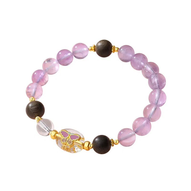 遇点 蝴蝶梦幻 #好运气质高贵优雅小众高级感设计天然 紫水晶 手串 女款