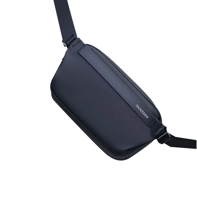 泰克森 休闲磁吸扣 牛津纺 胸包 男女同款情侣款 黑色/灰色