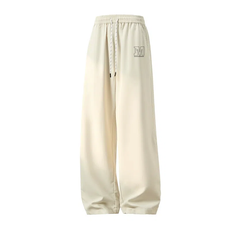 兰缪 美式复古日系高街风简约基础款日常通勤户外山系运动宽松清爽透气潮流柔软百搭亲肤直筒裤长裤垂感系带长裤休闲裤 男女同款