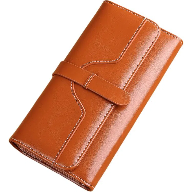 歌若拉 长款真皮简约百搭气质一体软皮多卡功能 牛皮 钱包 常规 女款 多色