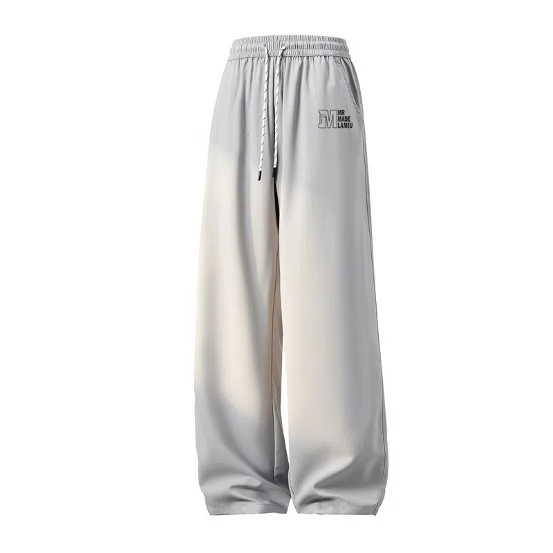 兰缪 美式复古日系简约高街风基础款日常通勤山系户外运动宽松清爽透气潮流柔软百搭亲肤直筒裤长裤垂感系带长裤休闲裤 男女同款