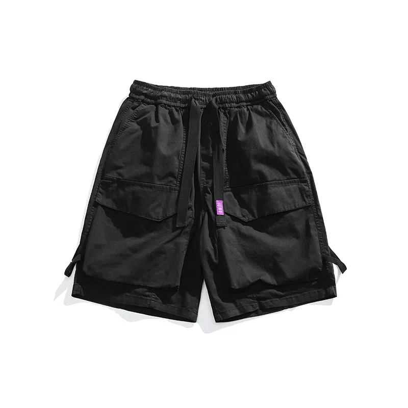 【dme】 美式复古大口袋水洗做旧工装纯色宽松直筒五分裤休闲短裤 男女同款