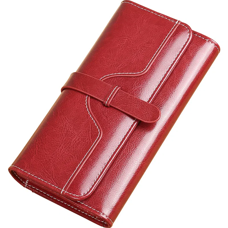 歌若拉 长款真皮简约百搭气质一体软皮多卡功能 牛皮 钱包 常规 女款 多色