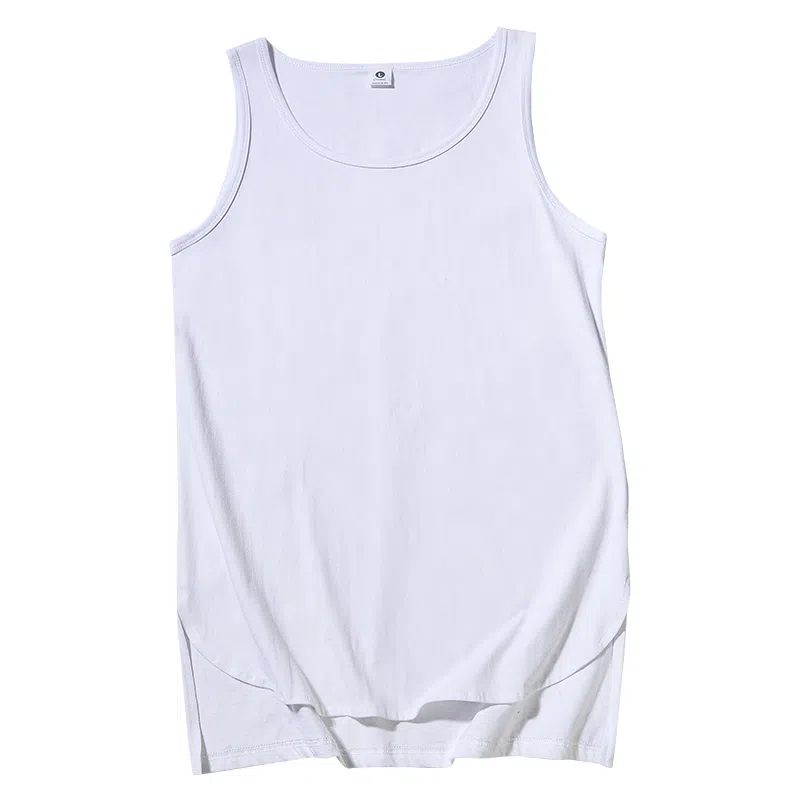 乱步 美式纯棉高街嘻哈前短后长分叉下摆宽松无袖背心 男女同款
