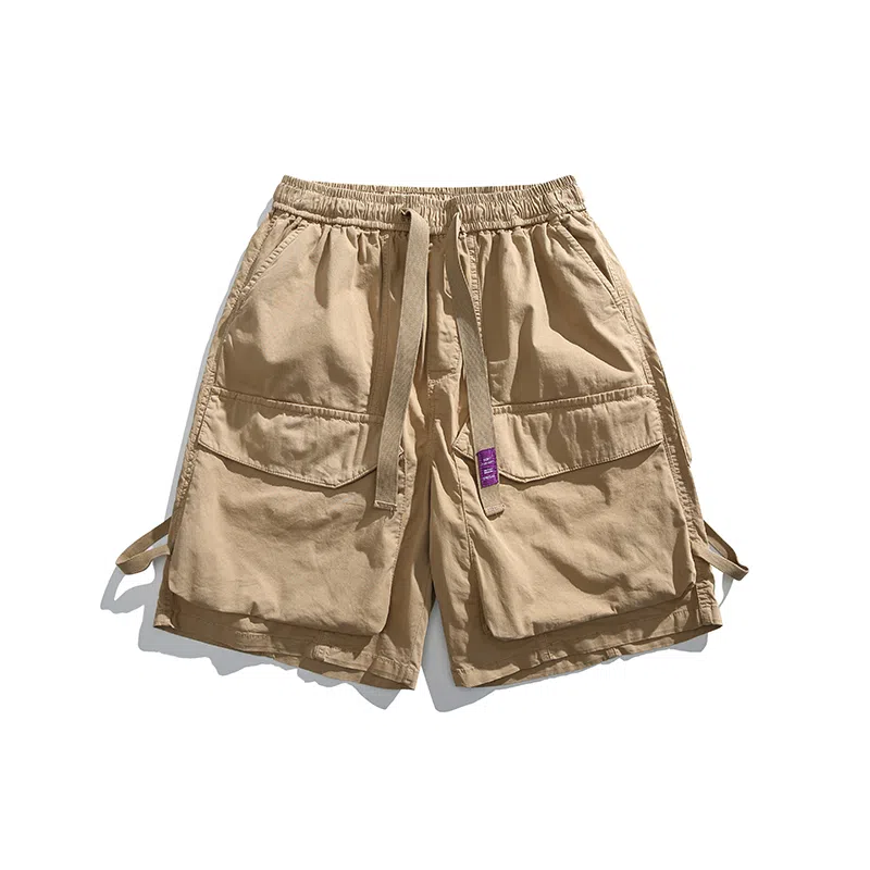 【dme】 美式复古大口袋水洗做旧工装纯色宽松直筒五分裤休闲短裤 男女同款