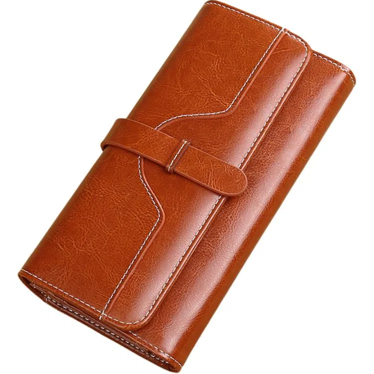 歌若拉 长款真皮简约百搭气质一体软皮多卡功能 牛皮 钱包 常规 女款 多色