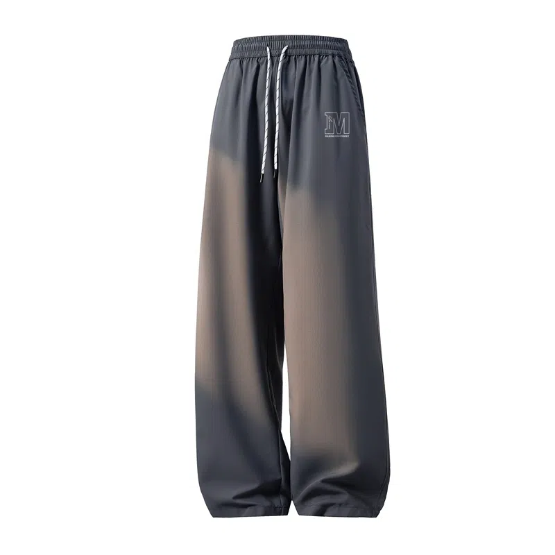 兰缪 美式复古日系高街风简约基础款日常通勤户外山系运动宽松清爽透气潮流柔软百搭亲肤直筒裤长裤垂感系带长裤休闲裤 男女同款