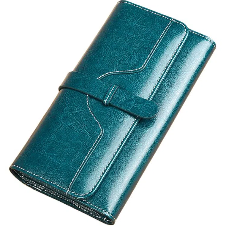 歌若拉 长款真皮简约百搭气质一体软皮多卡功能 牛皮 钱包 常规 女款 多色