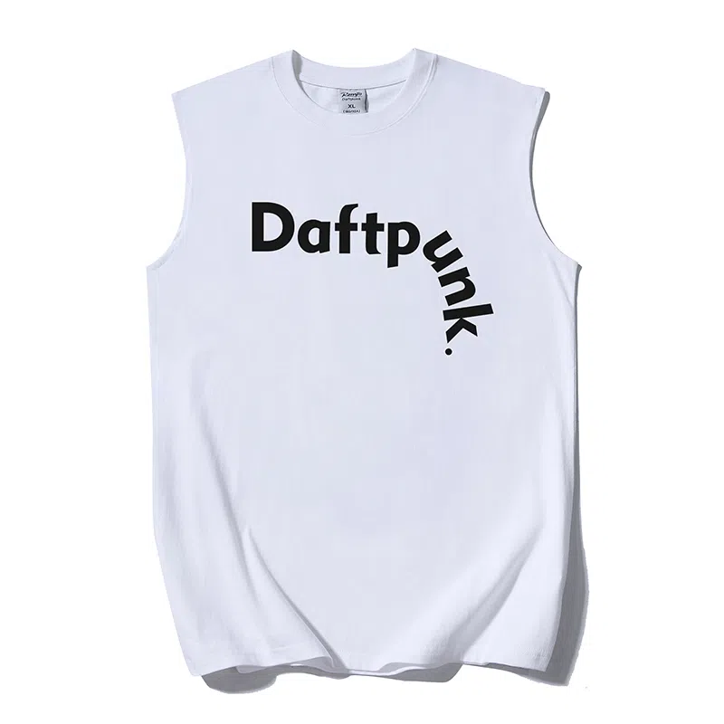 乱步 重磅街头潮流简约风个性印花宽松休闲运动无袖背心 男女同款