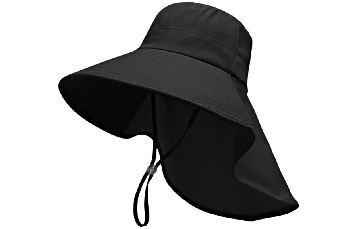 优幽兰 百搭休闲全方位海边出游太阳帽时尚简约高级感大帽檐显脸小遮脸护颈防紫外线户外骑行遮阳帽纯色 聚酯纤维 防晒帽 女款