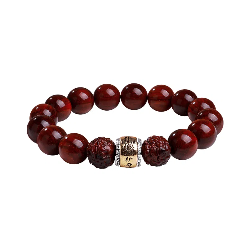 木盛缘 【吸金貔貅】新中式国潮招财纳福男朋友父亲可转动护身符平安解压文玩盘玩好运小叶佛珠 紫檀属 木作手串 男女同款情侣款