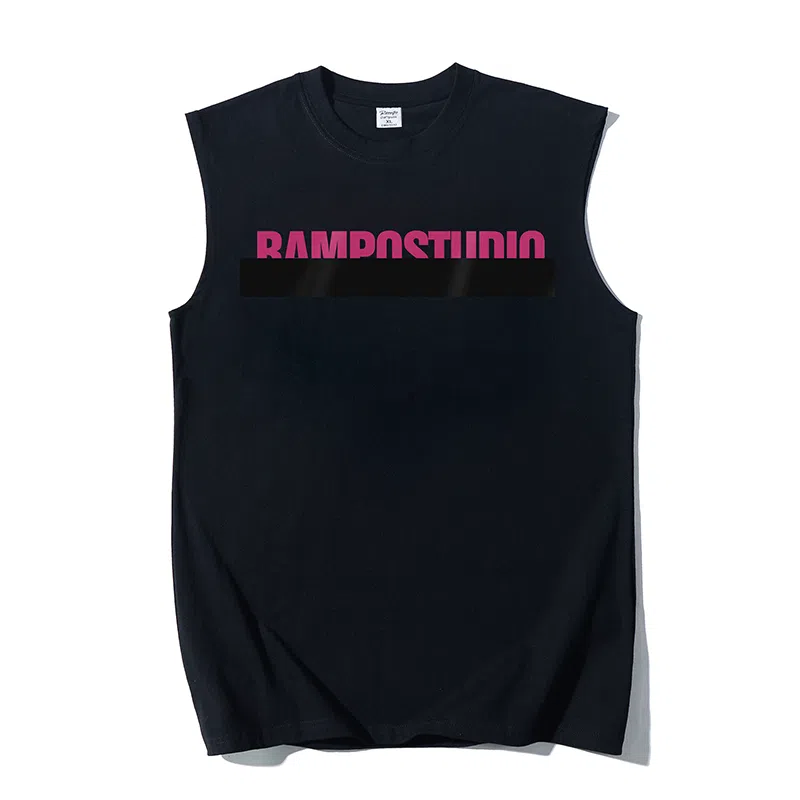 乱步 重磅纯棉摇滚风个性印花宽松休闲运动无袖背心 男女同款