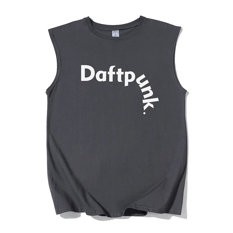 乱步 重磅街头潮流简约风个性印花宽松休闲运动无袖背心 男女同款