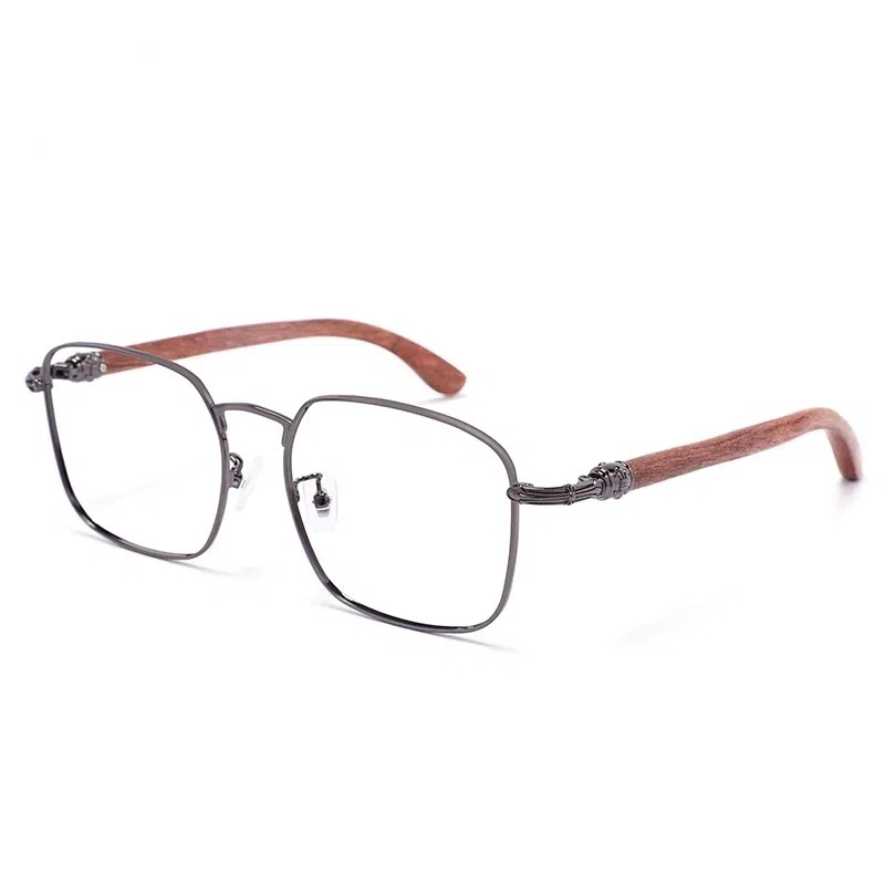 【可配度数】 佐川 木质方框近视眼镜 复古框 时尚精致 文艺学院风 金属原木 方形 光学镜架 男女同款情侣款