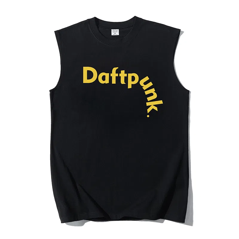 乱步 重磅街头潮流简约风个性印花宽松休闲运动无袖背心 男女同款