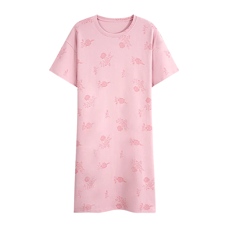 兰缪 缪纯棉睡衣款卡通短袖带胸垫薄款睡裙 女款