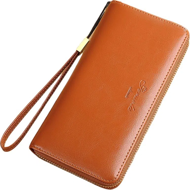 歌若拉 长款真皮时尚气质百搭软皮拉链钱夹 牛皮 钱包 常规 女款