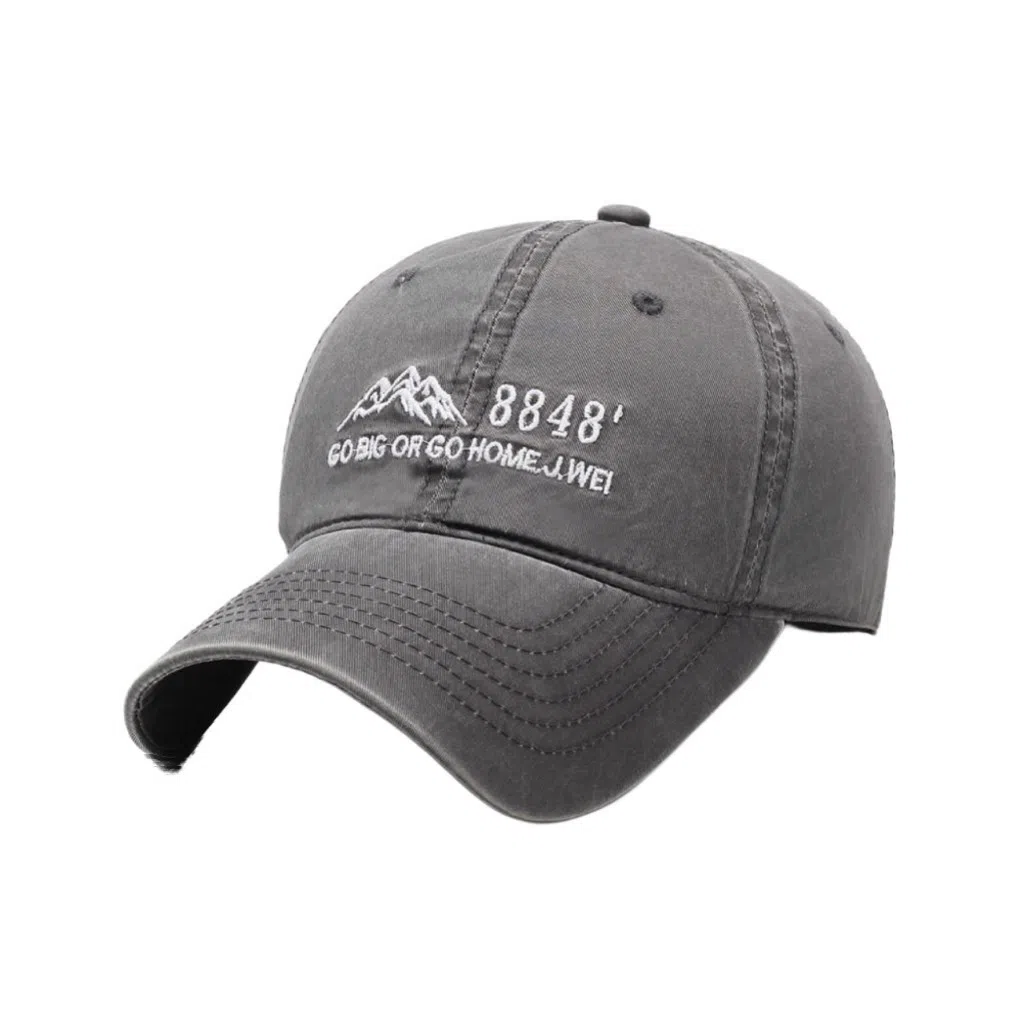 大山字母刺绣大檐户外休闲时尚四季款百搭 防晒遮阳 极简潮流 大头围显脸小 弯檐运动风帽子 棉质 鸭舌帽 男女同款情侣款