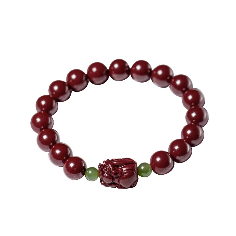 路易佳妮 貔貅民族风中式简约再造辰砂 朱砂 玉石手串 男女同款情侣款