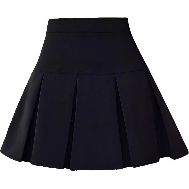 轻迎 高腰百褶裙显瘦美式学院风半身裙休闲短裙 女款