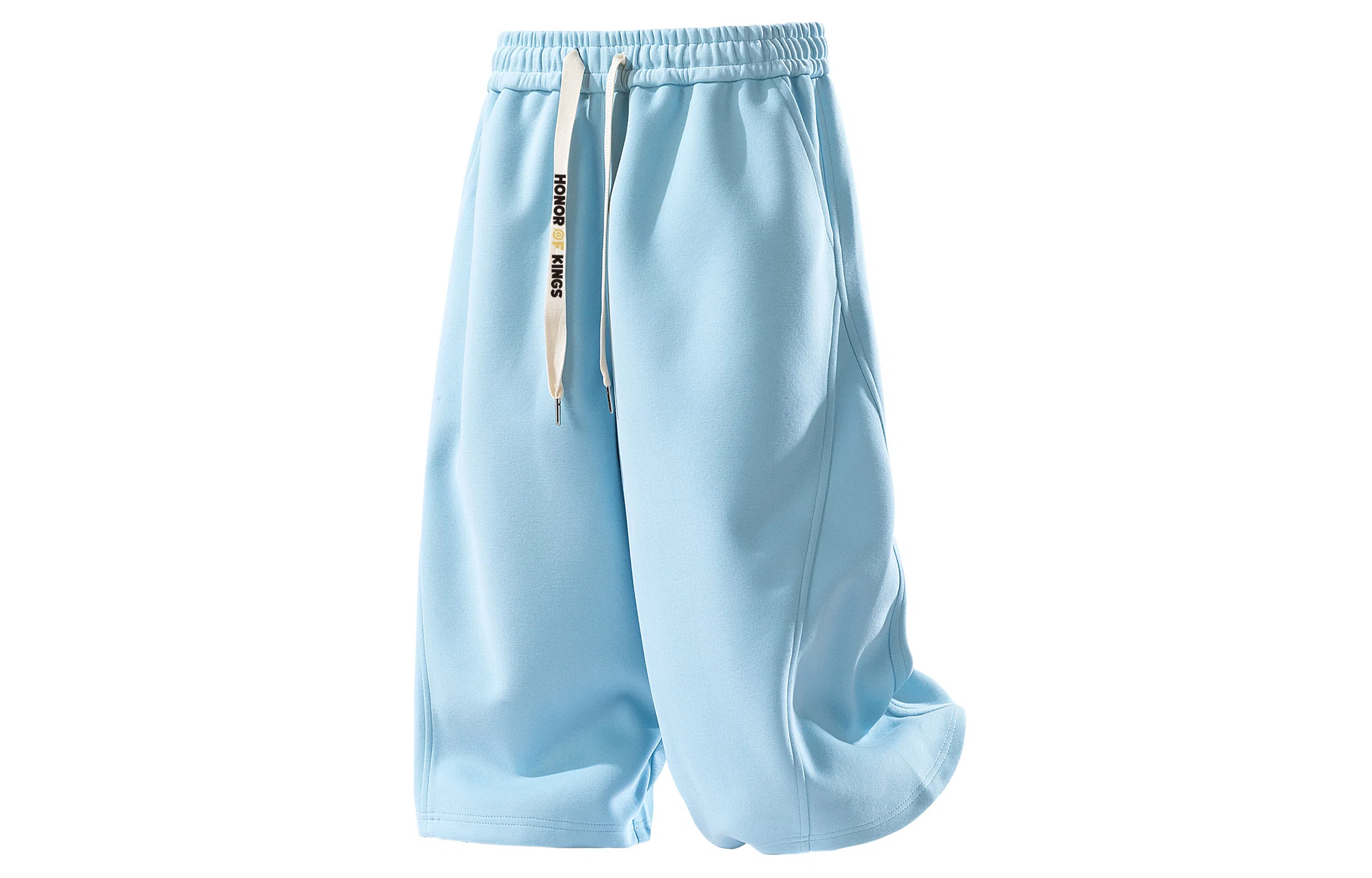 王者荣耀 美式复古纯色七分裤简约百搭宽松舒适透气亲肤凉感居家户外运动青少年潮流休闲短裤 男女同款