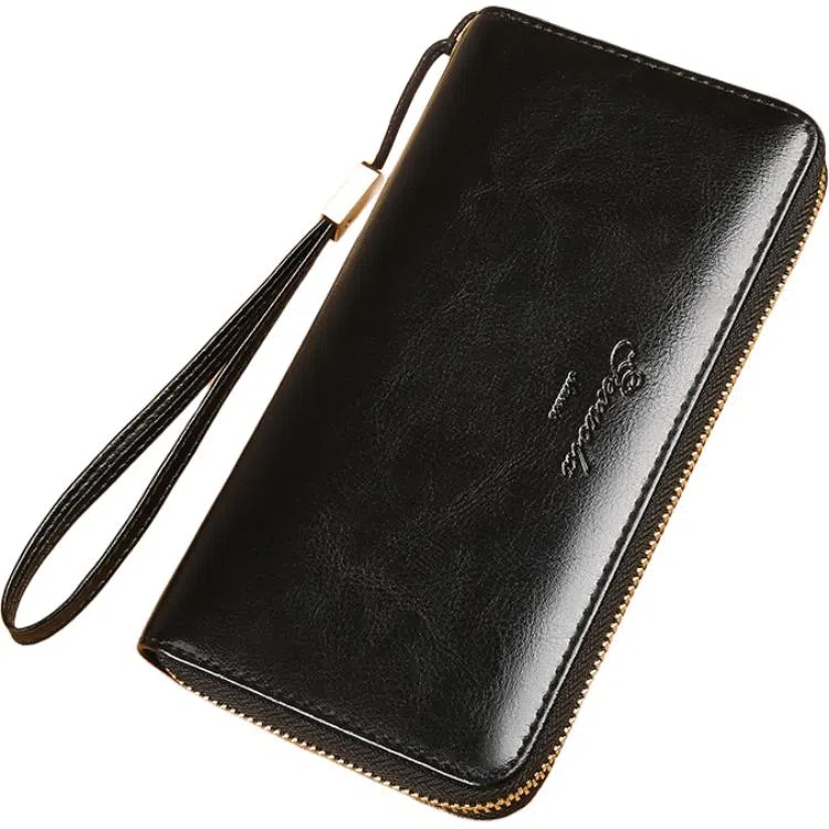 歌若拉 长款真皮时尚气质百搭软皮拉链钱夹 牛皮 钱包 常规 女款