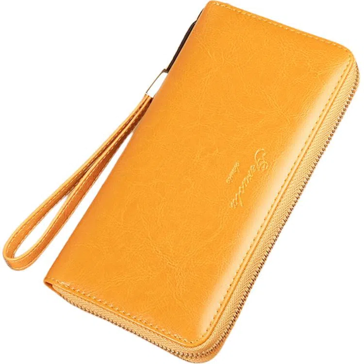 歌若拉 长款真皮时尚气质百搭软皮拉链钱夹 牛皮 钱包 常规 女款