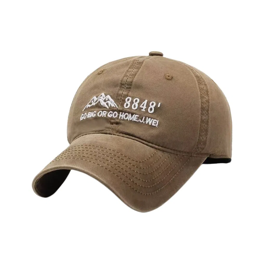 大山字母刺绣大檐户外休闲时尚四季款百搭 防晒遮阳 极简潮流 大头围显脸小 弯檐运动风帽子 棉质 鸭舌帽 男女同款情侣款