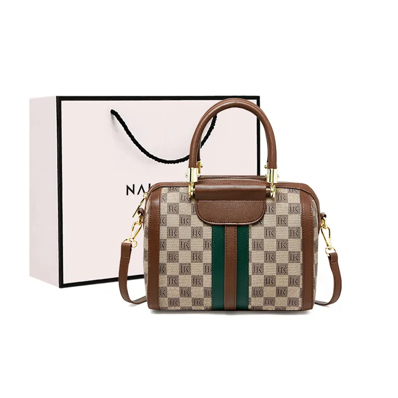 纳兰杜 经典法式实用复古老花减龄气质时尚百搭高颜值 合成革 妈妈包手提包托特包单肩斜挎包 常规 女款 卡其色