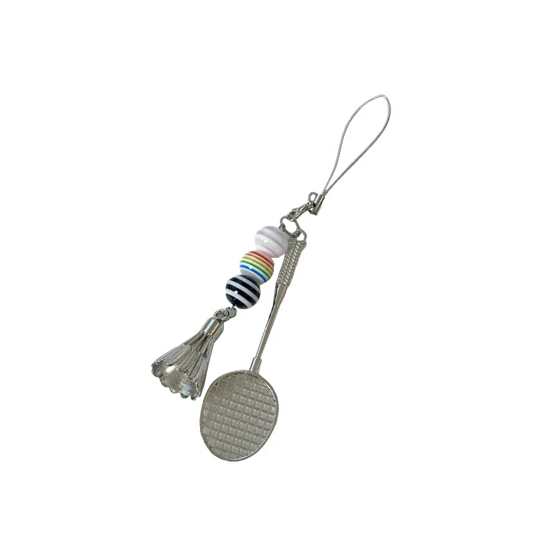 祎步康 羽毛球网拍创意手机小众包包挂饰 金属 挂件 男女同款情侣款