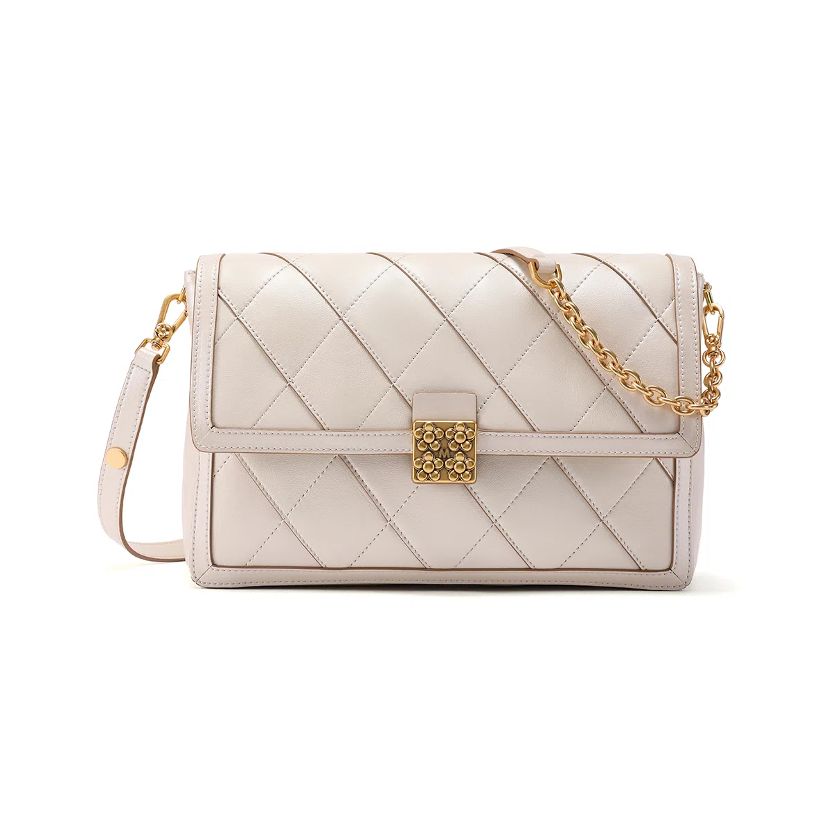 梦特娇 时尚 出街气质百搭 经典潮流 羊皮 单肩包 女款 冰咖啡