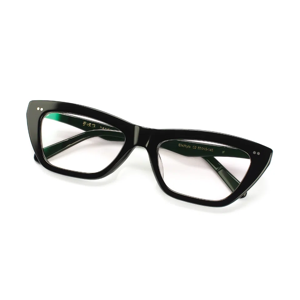 【可配度数】 青雉作 惠灵顿学院风粗框复古眼镜 高街时尚倒梯形猫眼近视镜框 意大利板材 方形 光学镜架 男女同款情侣款 三色堇紫色 黑色