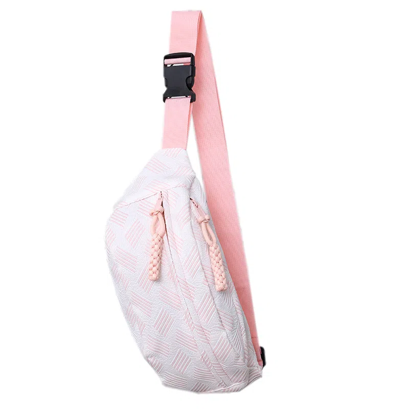 泰克森 街头潮流便携 尼龙 胸包 常规 男女同款情侣款 米黄色/粉红色