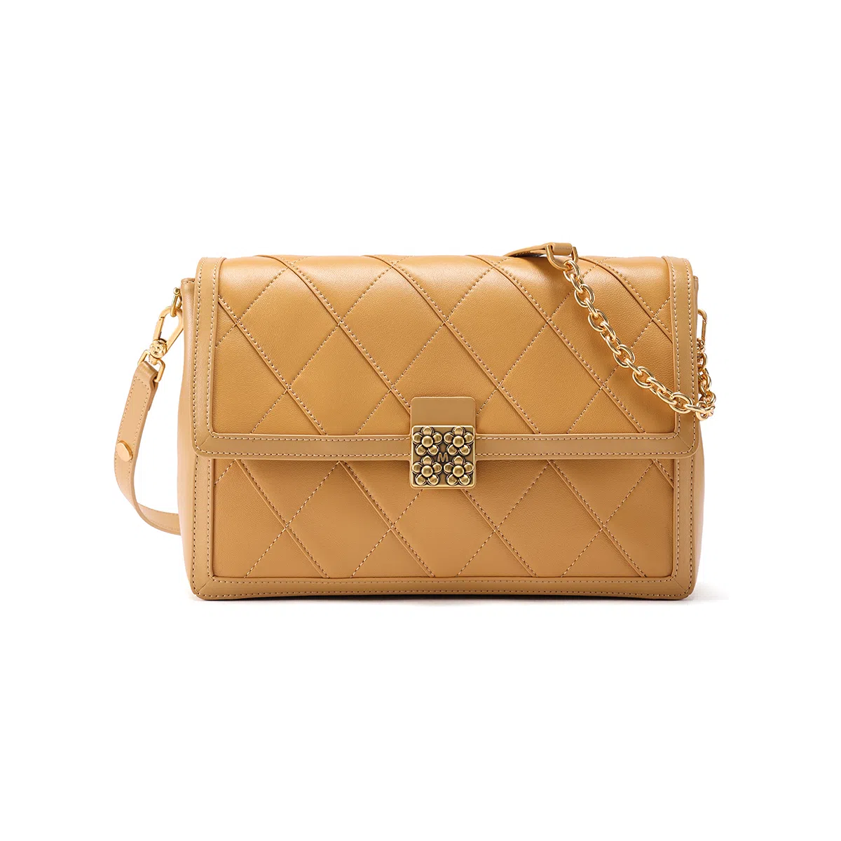 梦特娇 时尚 出街气质百搭 经典潮流 羊皮 单肩包 女款 冰咖啡