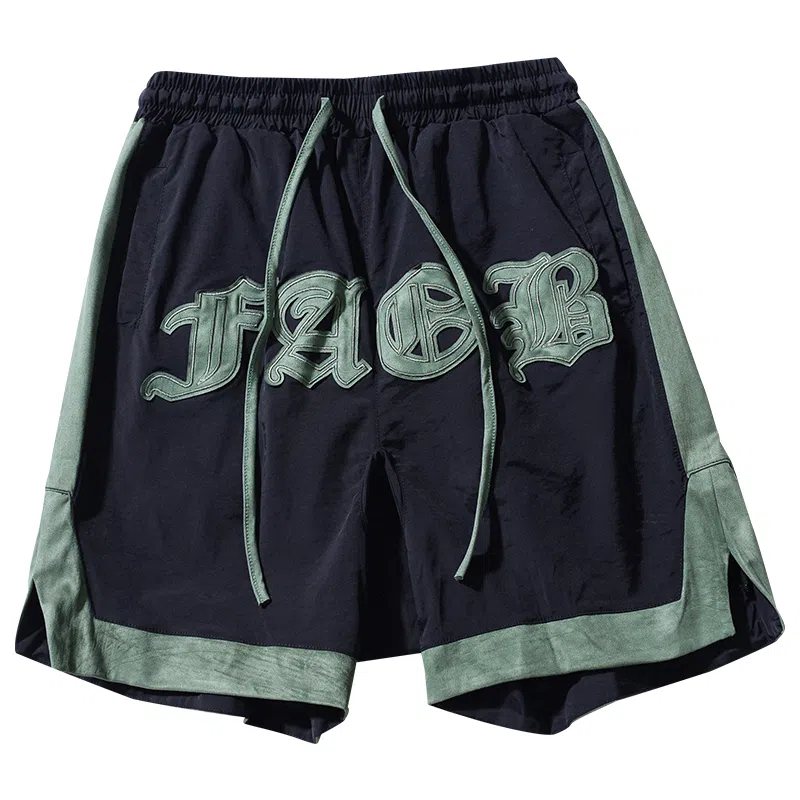 乱步 美式篮球夏季字母嘻哈街头运动裤中裤子宽松阔腿五分裤休闲短裤 男女同款