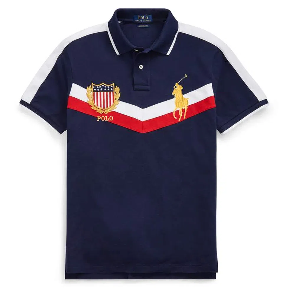 Polo Ralph Lauren SS24 Letter Logo Slim Polo Shirt Blue