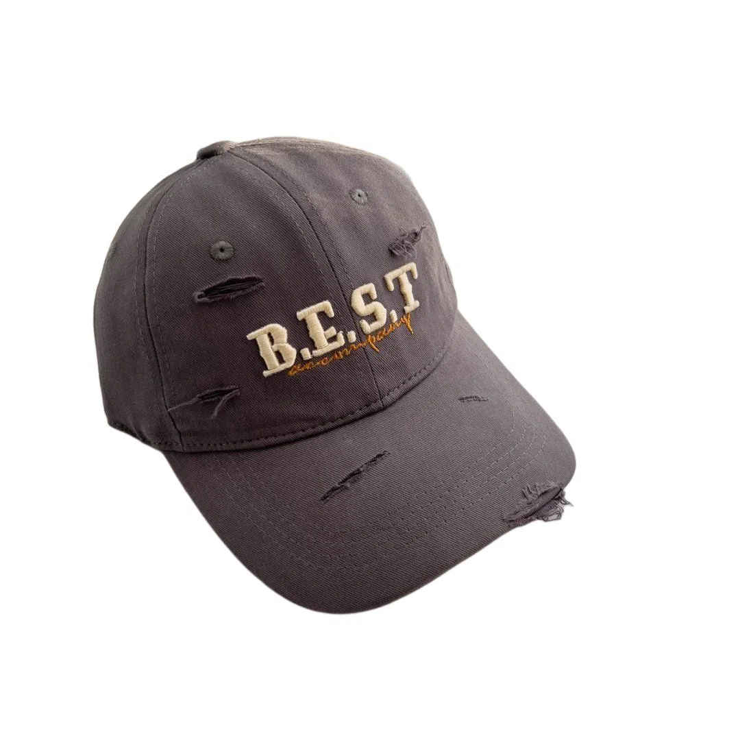 艾佳微 美式破洞刺绣做旧显脸小遮阳软顶嘻哈街头旅行户外 棉 鸭舌帽 男女同款情侣款