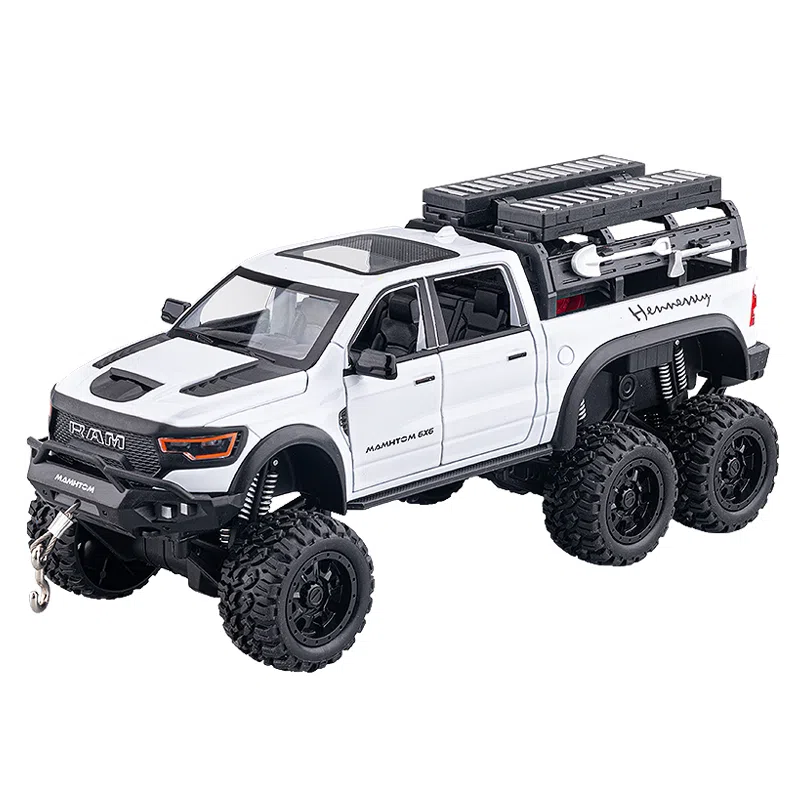 华一 道奇猛犸象皮卡六轮越野车 装备可拆卸轻卡车 成品模型