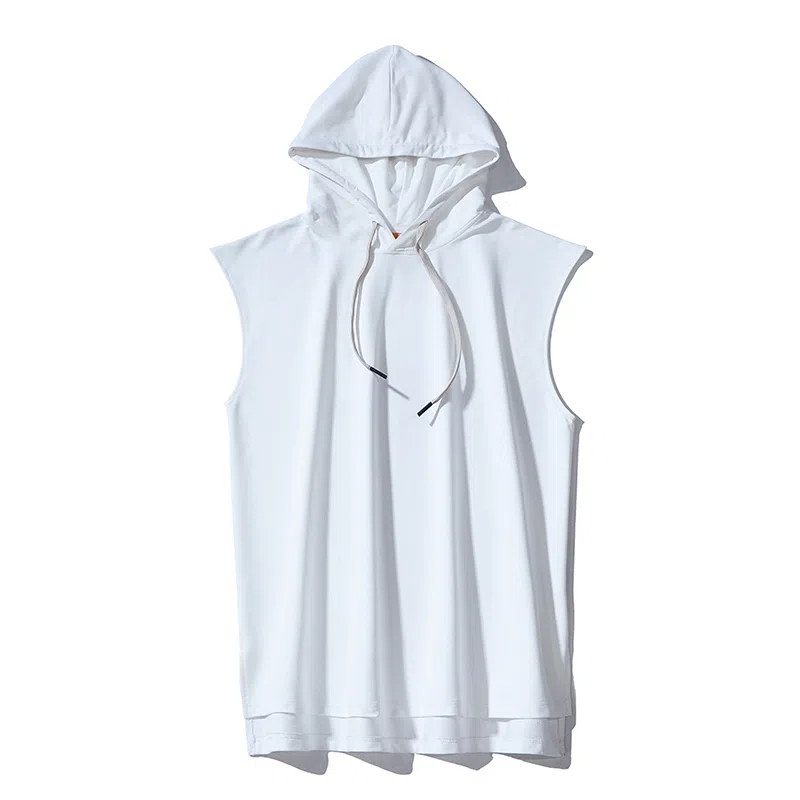 乱步 重磅纯色透气连帽无袖背心 男女同款