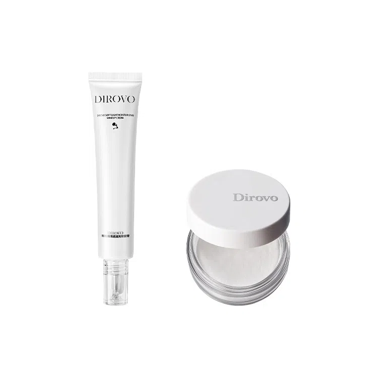 蒂洛薇 清透控油定妆水散粉 长管清透流光妆前霜 彩妆体验装 不卡粉不晕染不脱妆易上色素颜自然防水彩妆雾面