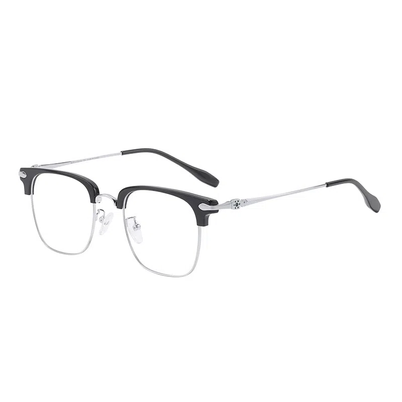 【可配度数】 佐川 时尚黑金半框眼镜 斯文男大近视眼镜 遮脸显脸小 可配防蓝光变色 合金 眉毛框/眉线框 光学镜架 男女同款情侣款