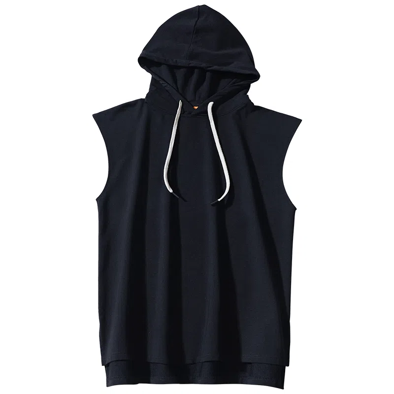 乱步 重磅纯色透气连帽无袖背心 男女同款