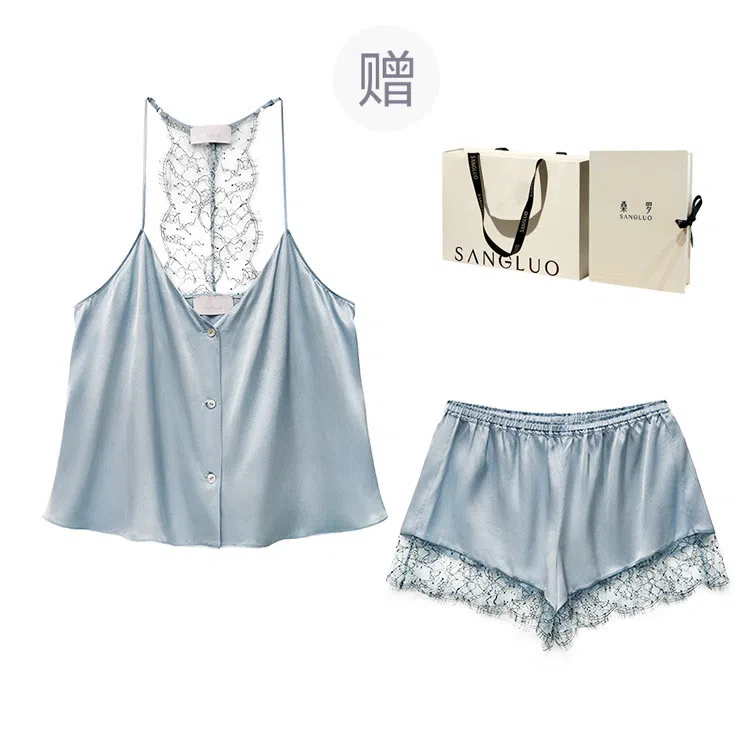 桑罗 吊带法式蕾丝露背性感可外穿睡衣套装 女款 礼盒装