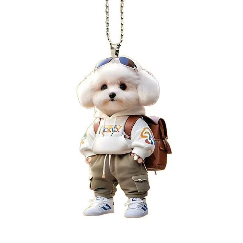 千桐 创意帅酷小泰迪狗时尚书包 亚克力 挂件 男女同款情侣款