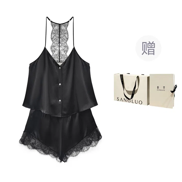 桑罗 吊带法式蕾丝露背性感可外穿睡衣套装 女款 礼盒装